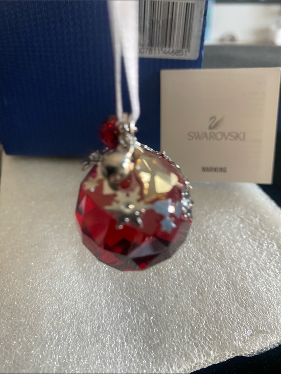 Swarovski Other - Swarovski Deep Red Faceted Crystal Pendant with Silver Stars